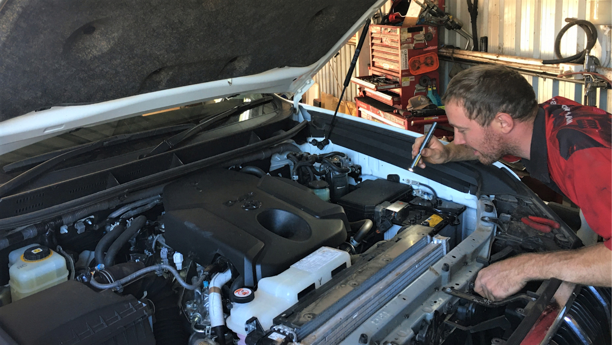 Mechanic performing a Log book service